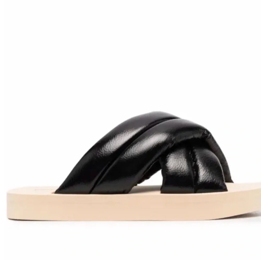 Proenza Schouler Black Padded Float Crossover Slide Sandals
